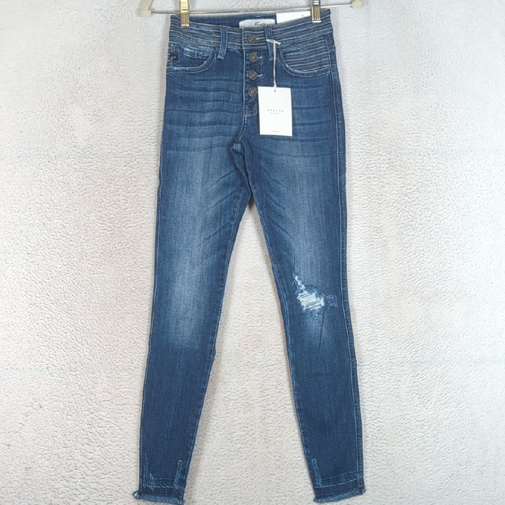KanCan Women's Distressed Button Fly Skinny Jeans‎ Size 0